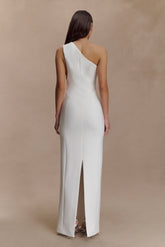 Milena One Shoulder Crepe Maxi Dress - White